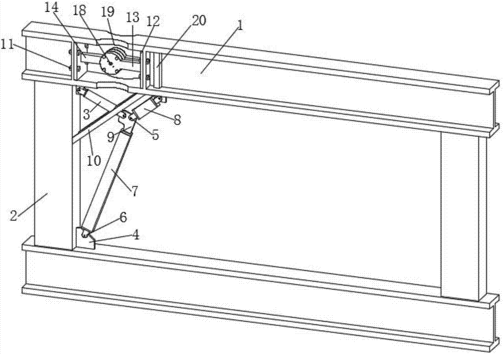 Fabricated steel structure containing replaceable beam end rotating energy dissipation hinge and small inclined-span lariat