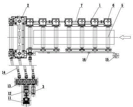 A slab conveying device that realizes uniform speed and synchronization