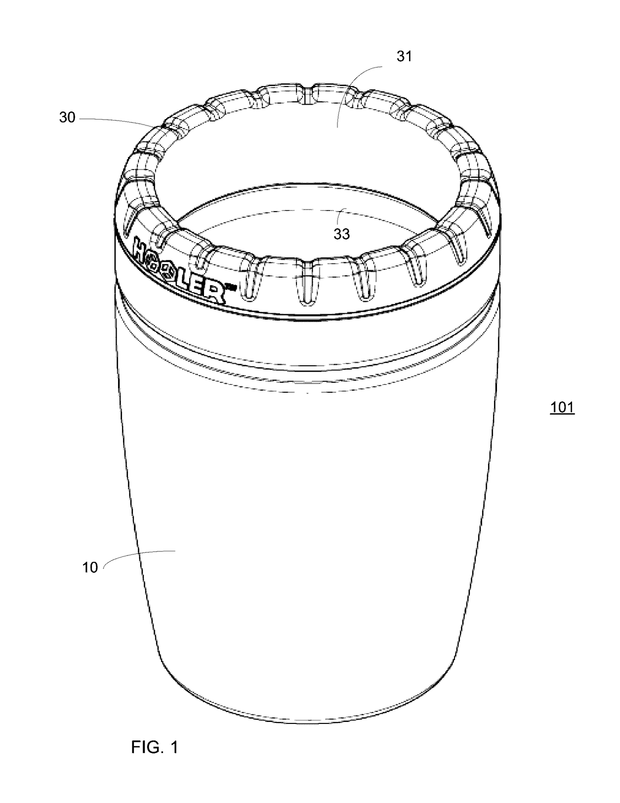 Apparatus and method for beverage container cooler with deflected compliant seal