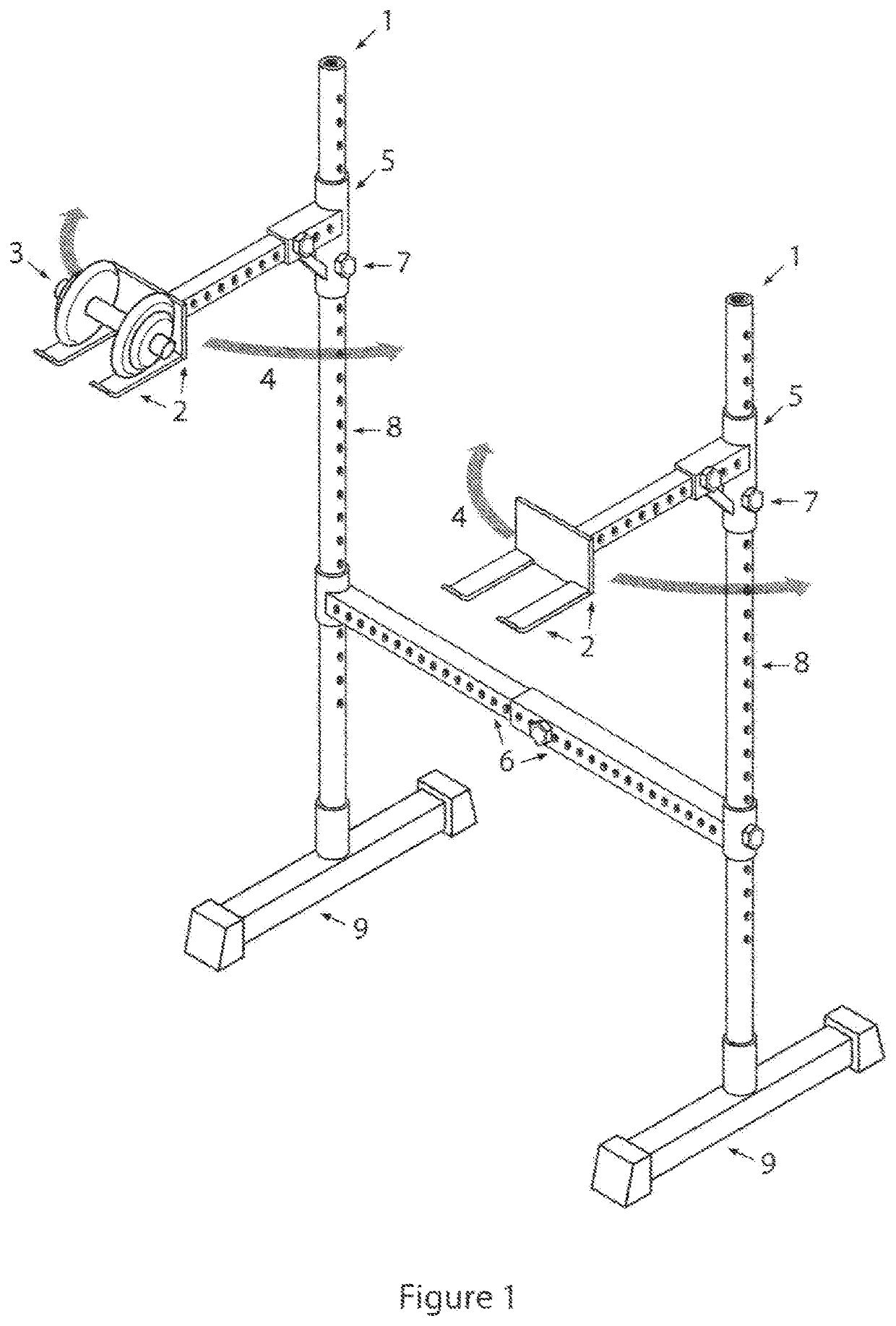 Device to position dumbbells for exercise
