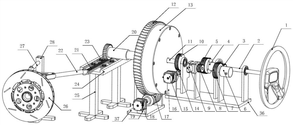 Distributed type electric redundance steer-by-wire teaching mechanism