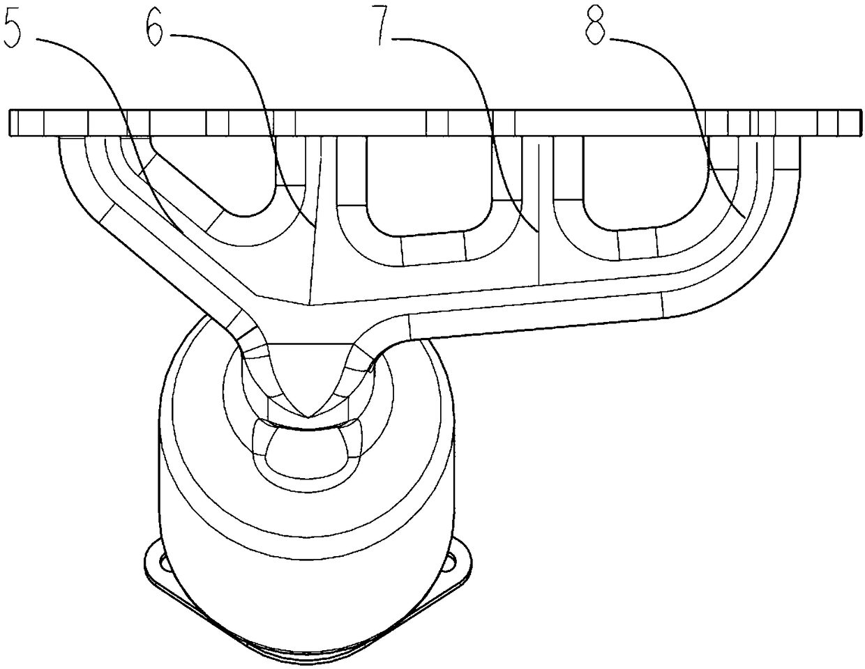 Exhaust manifold structure for improving engine cold start emission