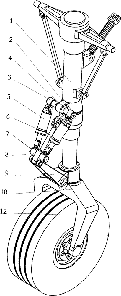 Toggle type nose wheel steering mechanism and work method