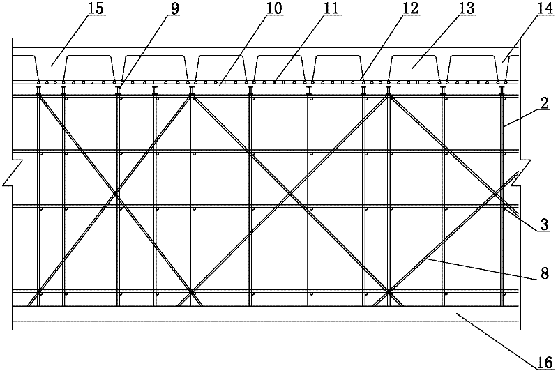 Construction method of membrane shell ribbed floor formwork supporting system