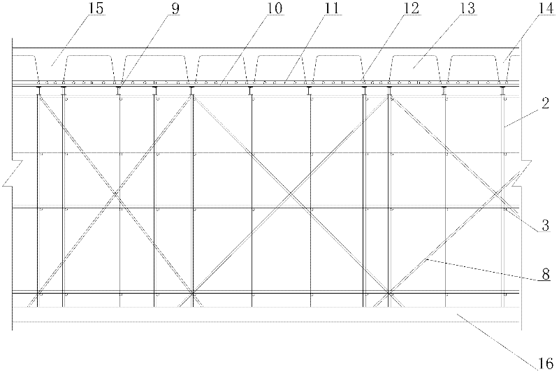 Construction method of membrane shell ribbed floor formwork supporting system