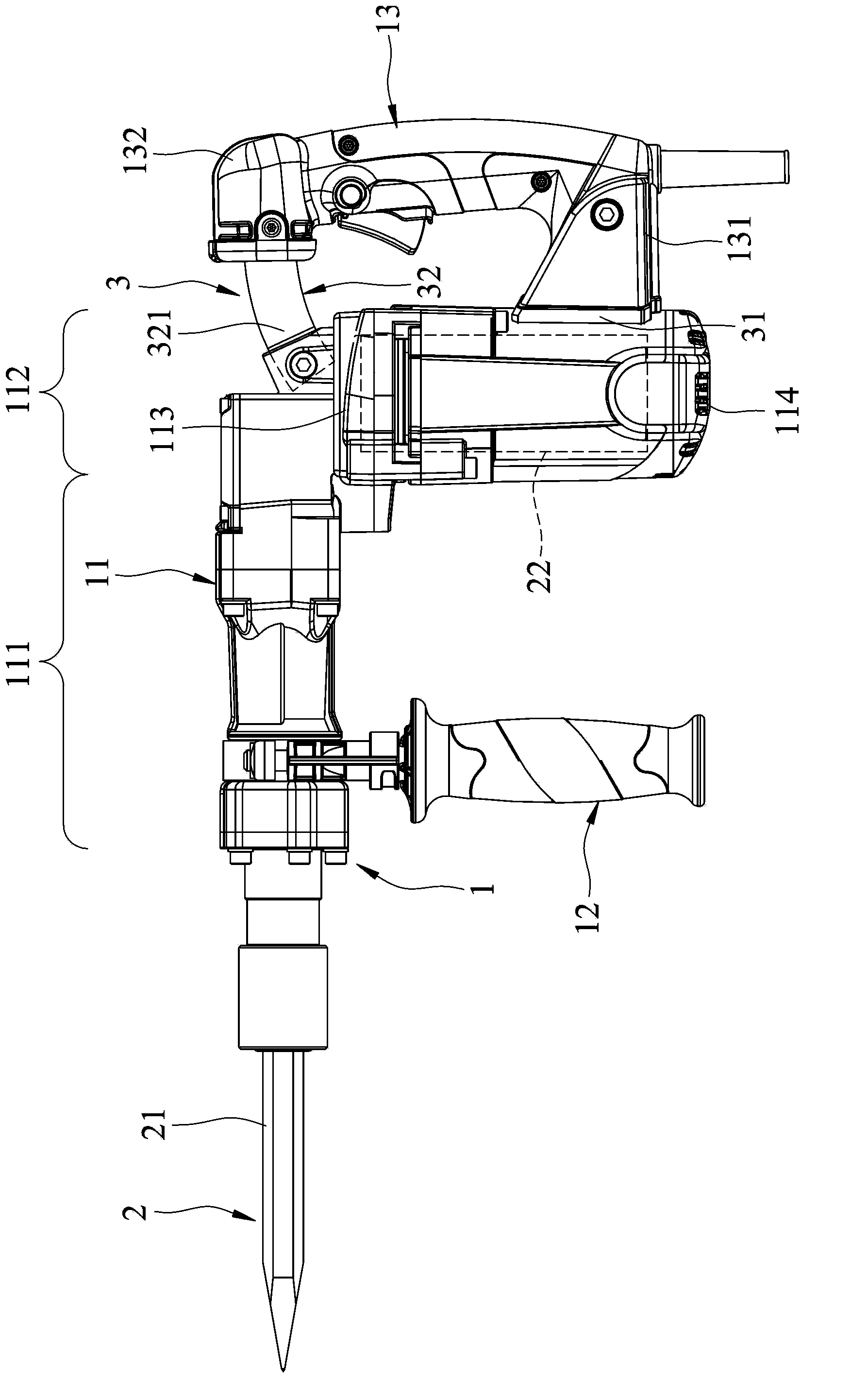 Automatic mallet with damping device