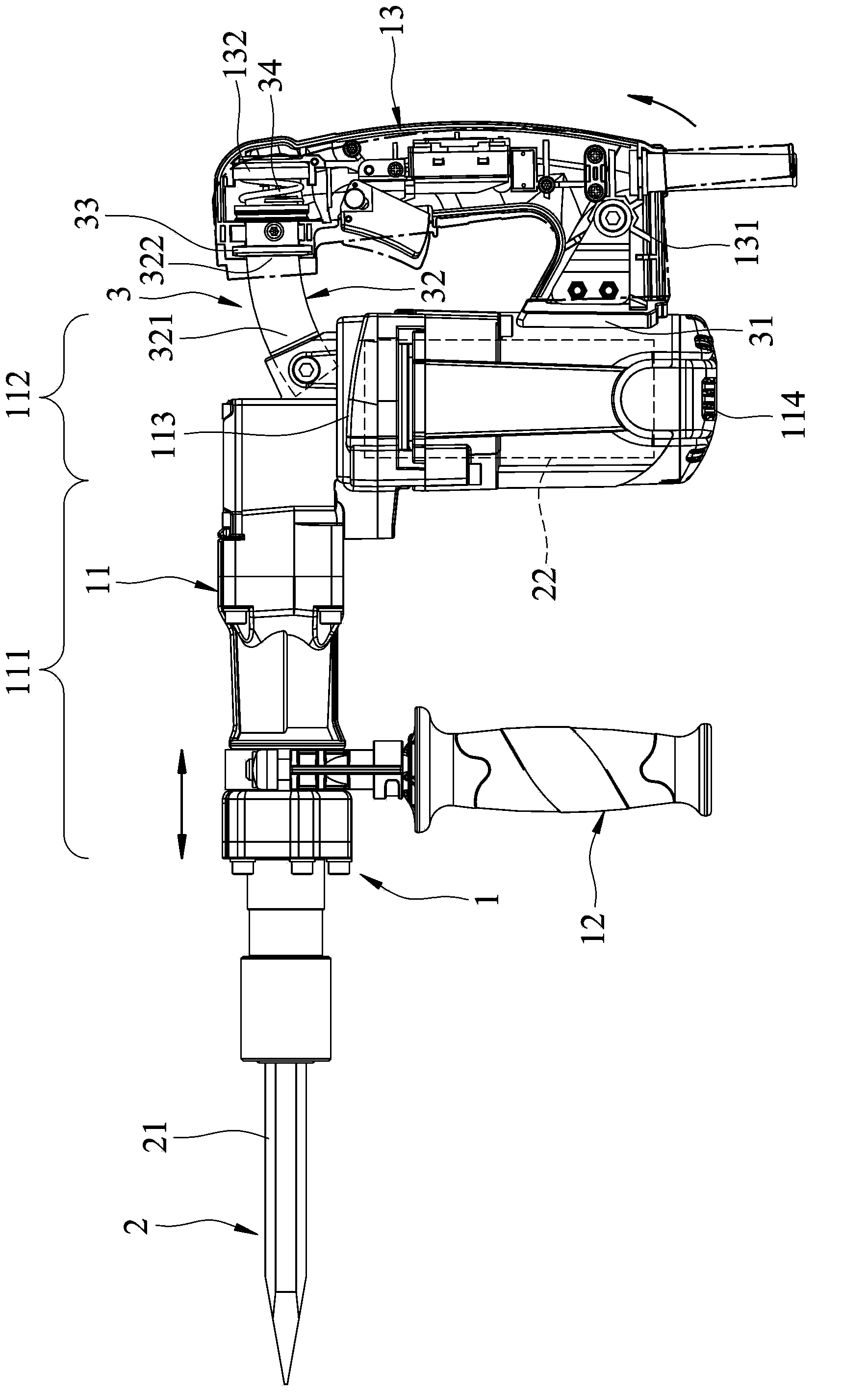 Automatic mallet with damping device