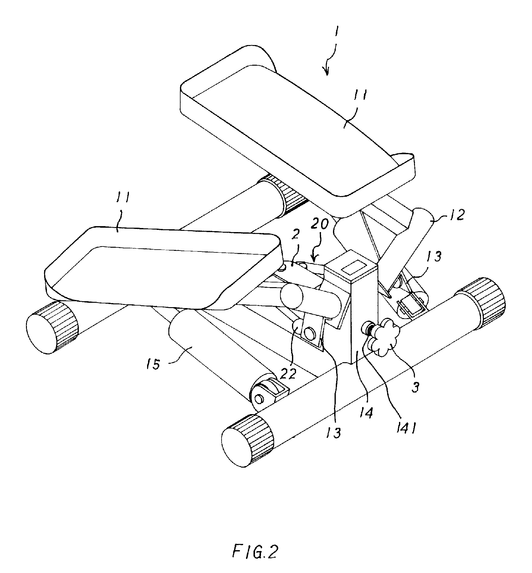 Moving length adjustment device of a treading trainer