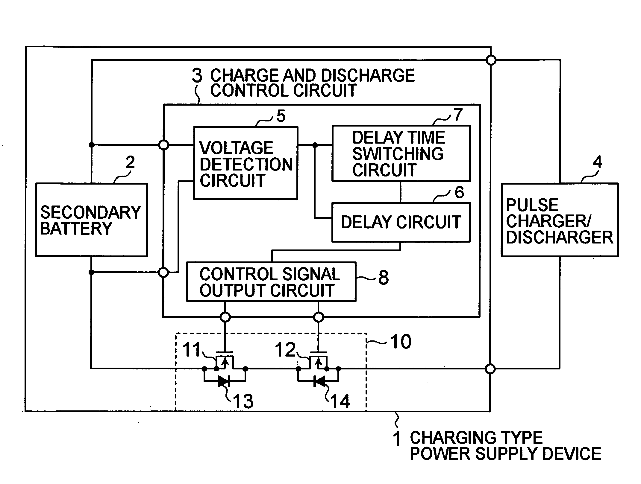 Charge and discharge control circuit and rechargeable power supply device