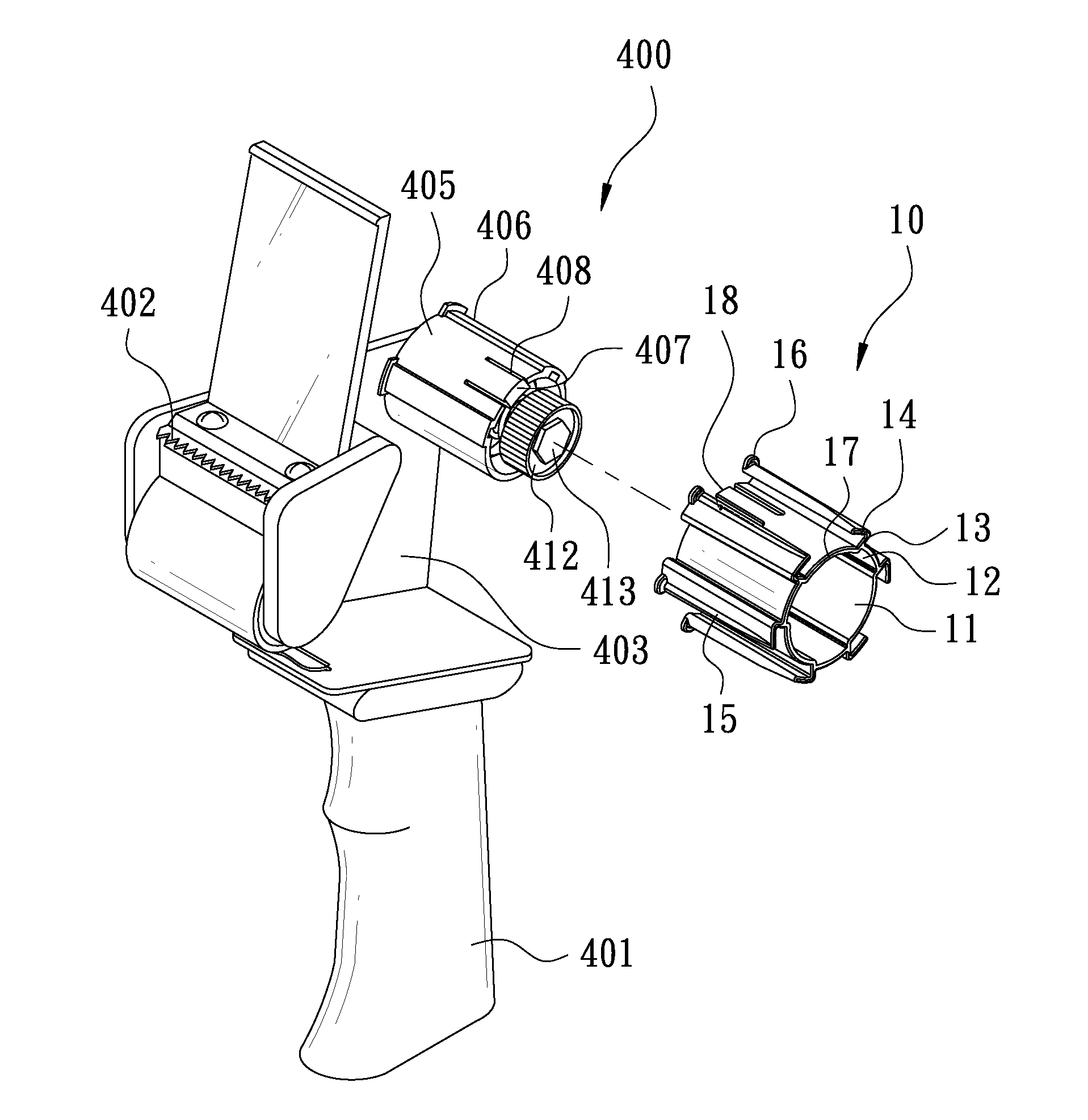 Tape holding wheel for a tape dispenser