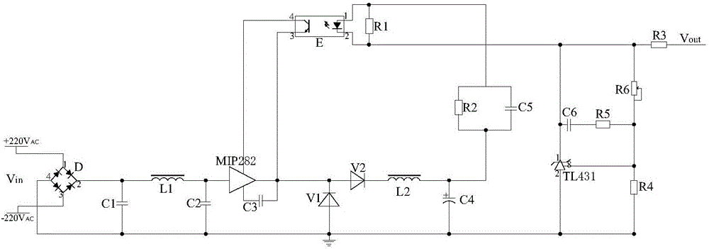 Input-output common ground based high-voltage adjustable step-down circuit