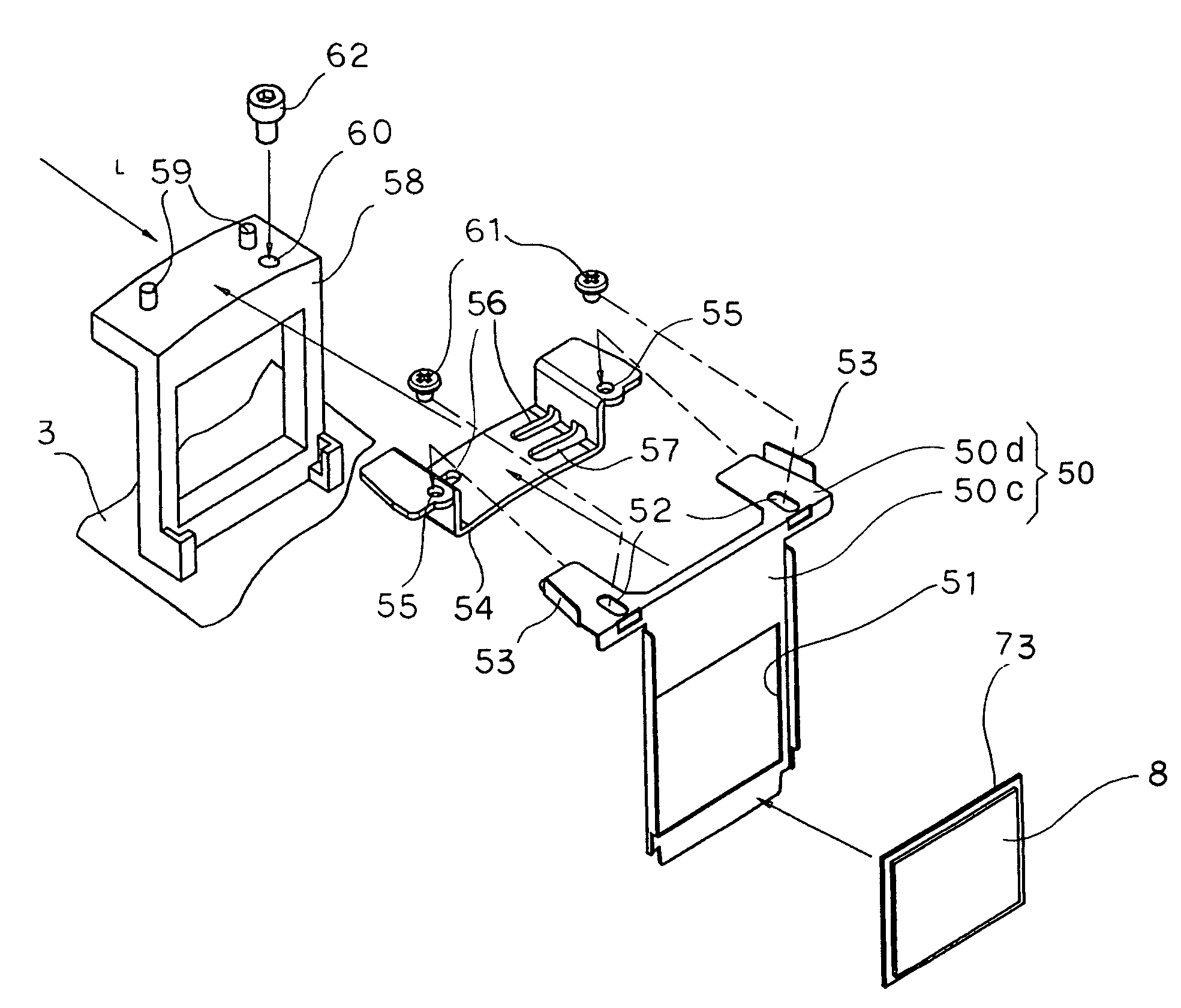 Projector and liquid crystal panel unit for use in projector with optical sheet edge-tilting mechanism