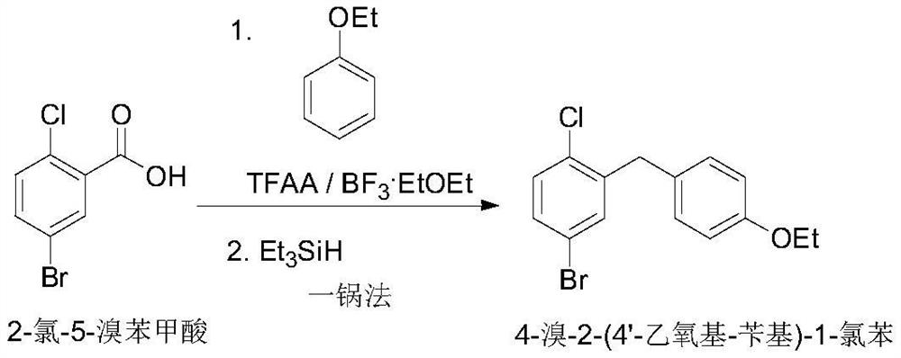 Preparation of 4-bromo-2-(4 '-ethoxy-benzyl)-1-chlorobenzene