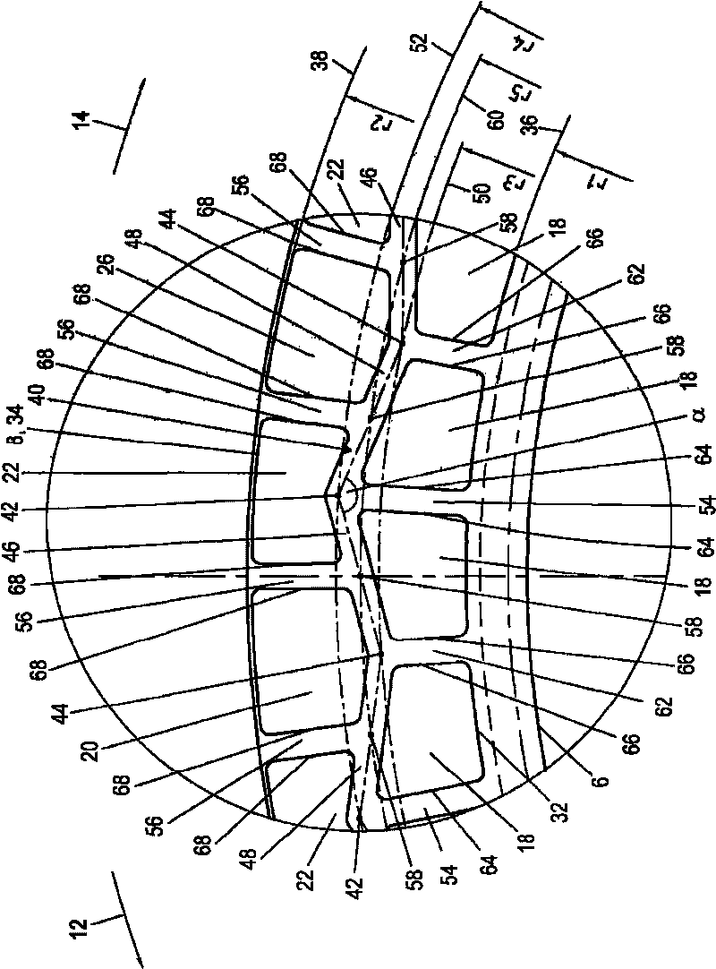 Frictional part with a zig-zag or undulating circumferential groove in the frictional surface