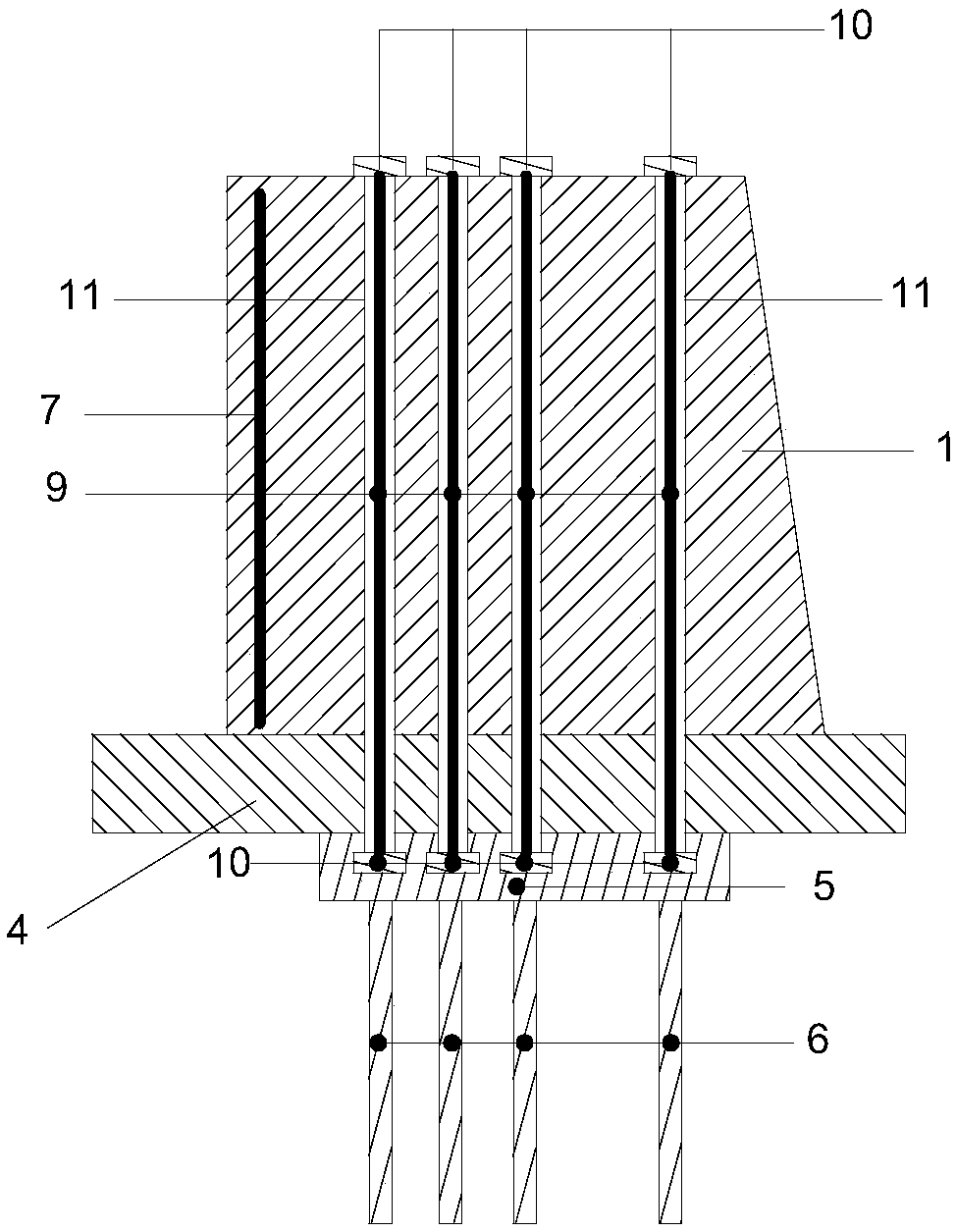 Wedge-shaped debris flow-dividing blocking device and construction method thereof