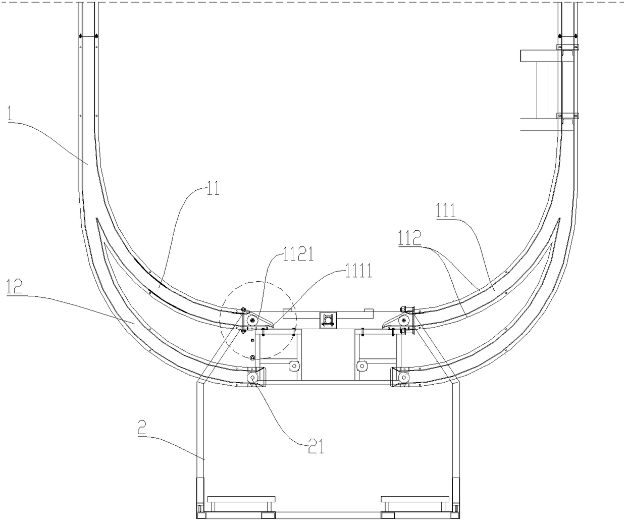 Slope mechanism for anti-swing track of vertical circulating garage