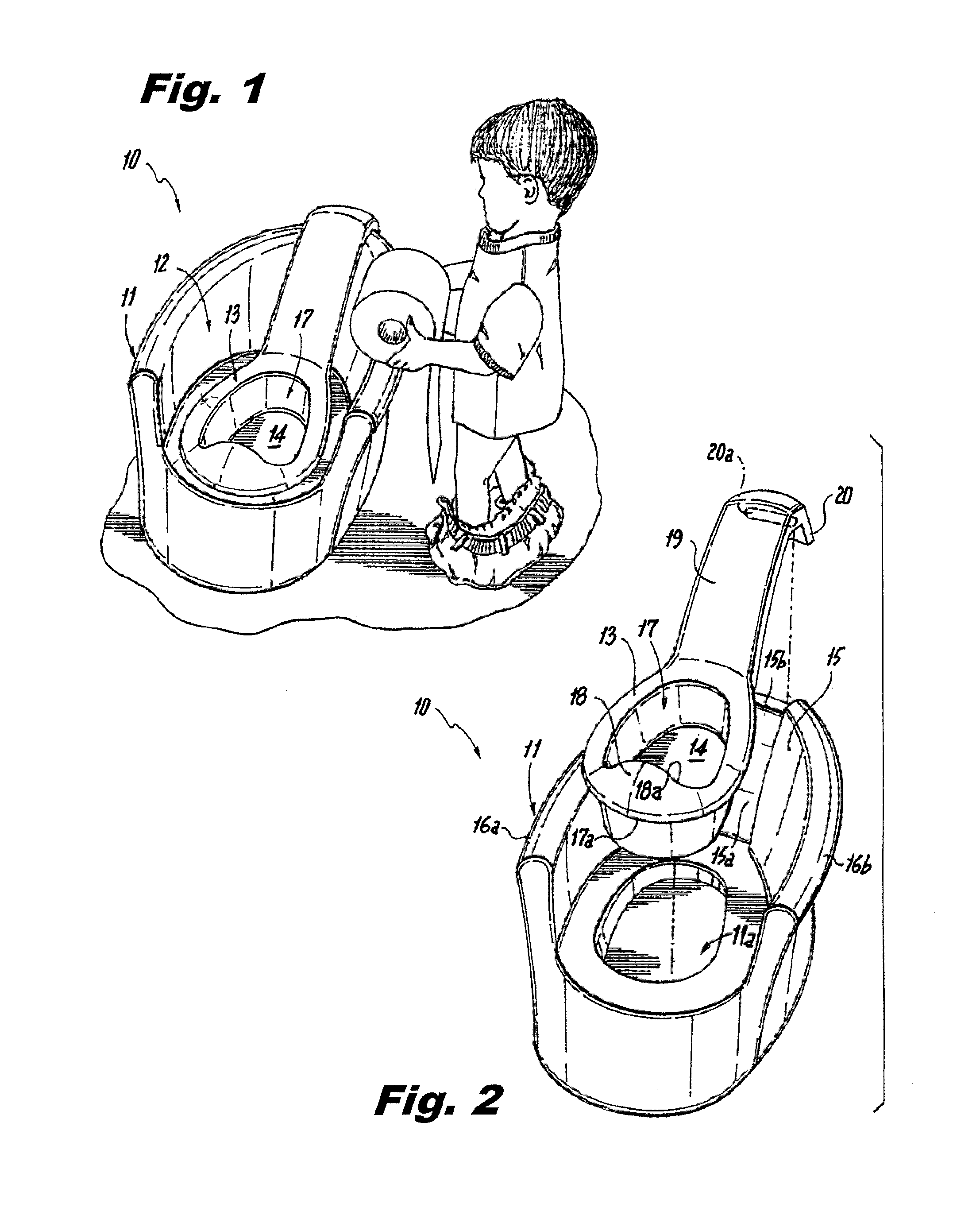 Potty seat with sanitary removable bowl and backrest handle