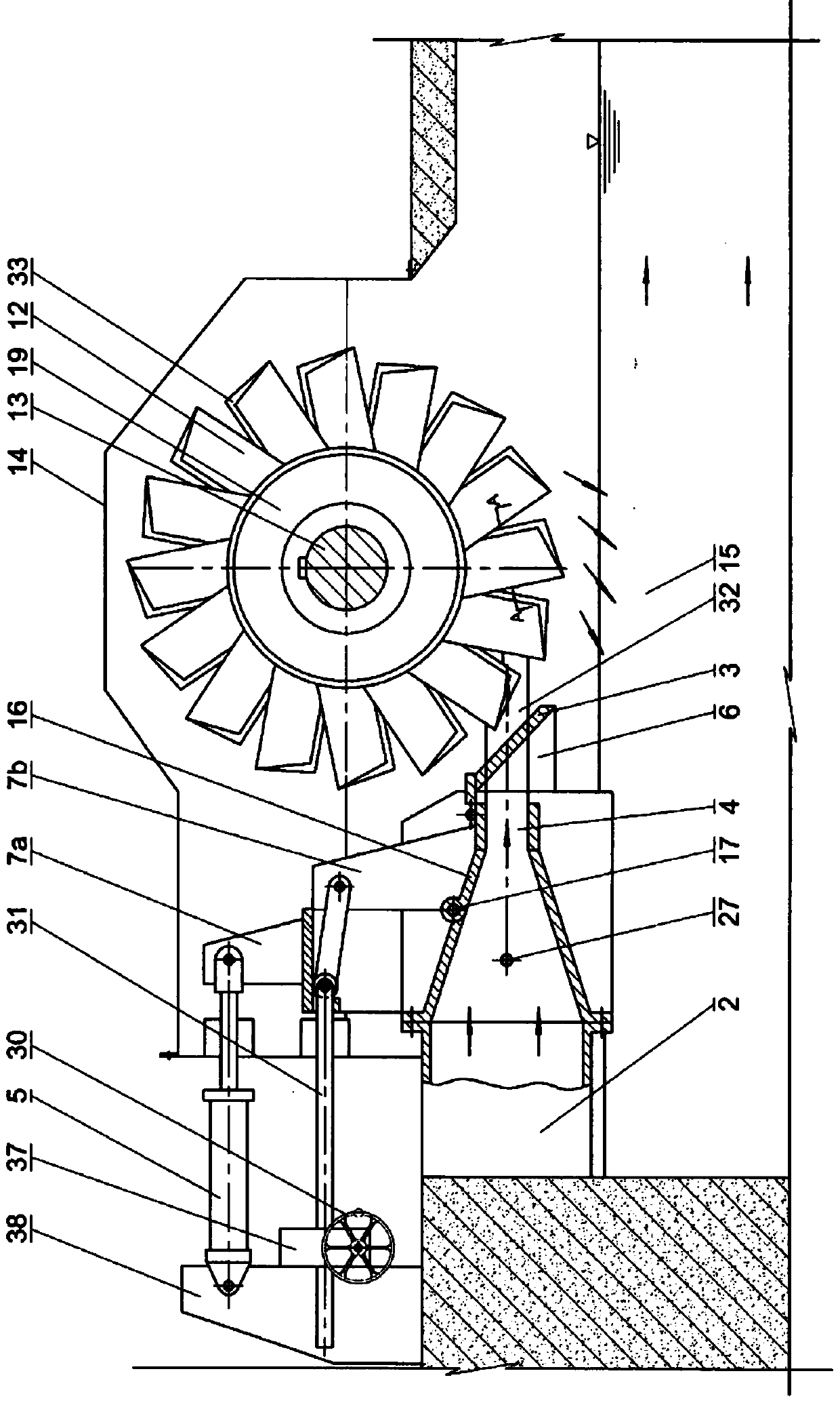 Gradual-mode water turbine