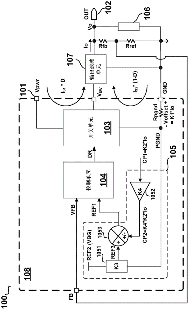 Reference compensation unit and switch-type voltage adjusting circuit