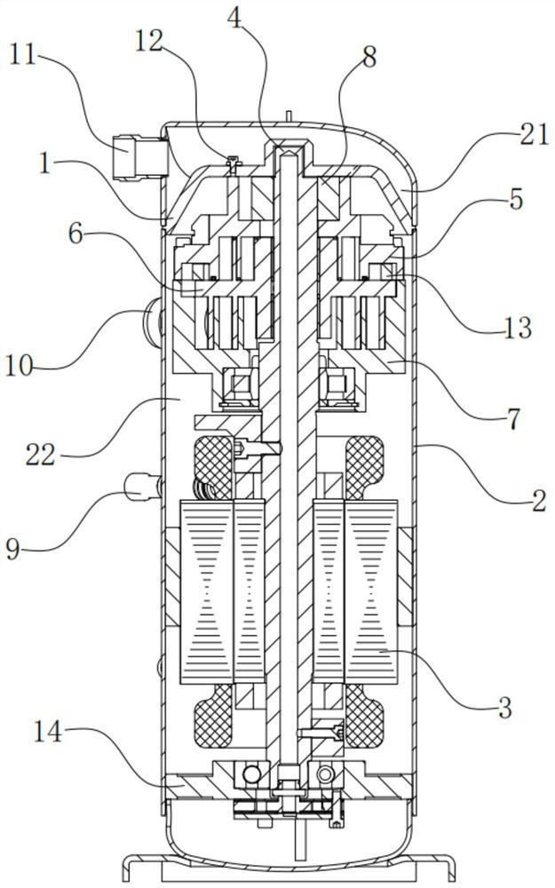 Three-stage scroll rotor compressor
