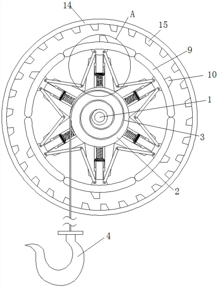 A stall self-locking insurance structure for the suspended ship sling using the principle of centrifugal force