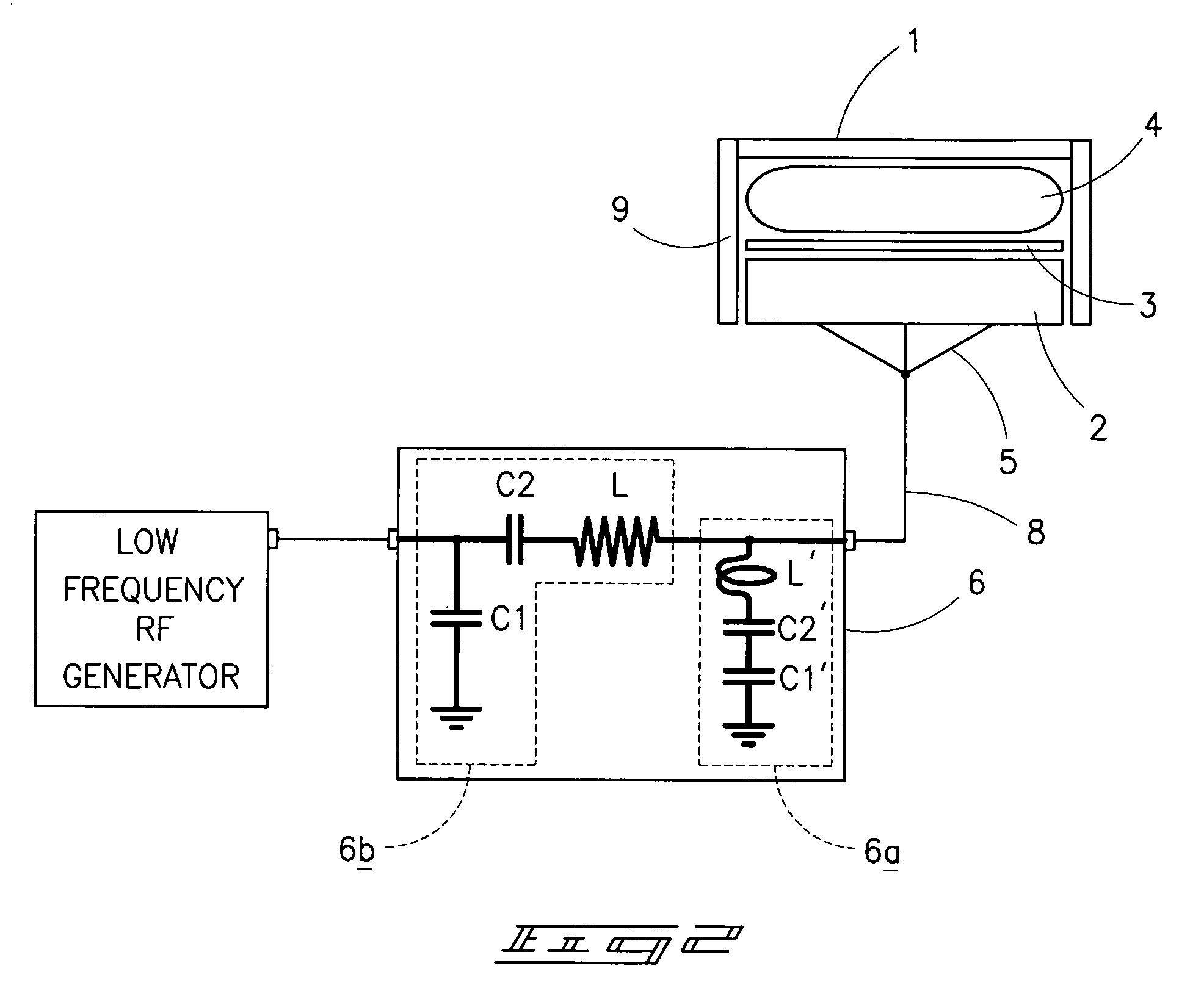 RF matching network of a vacuum processing chamber and corresponding configuration methods