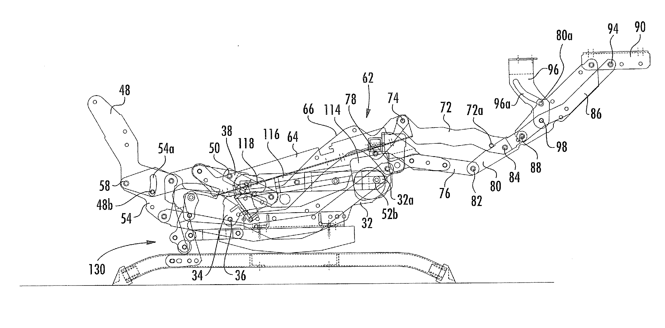 Locking unit for rocking-reclining seating unit with power actuator