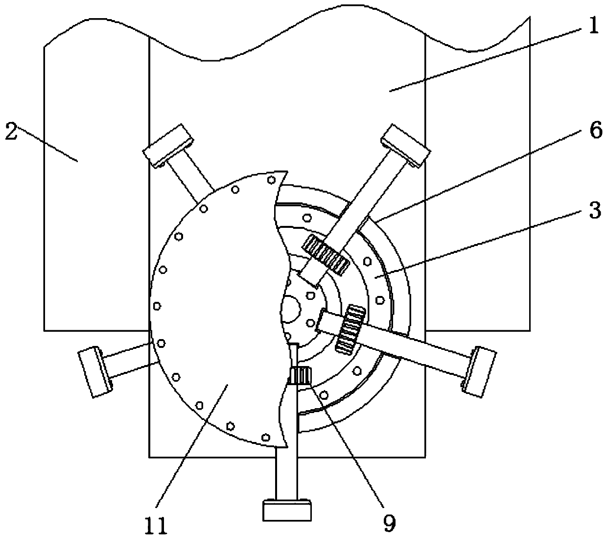 New material machining device capable of automatically changing tools by utilizing gear circulating movement