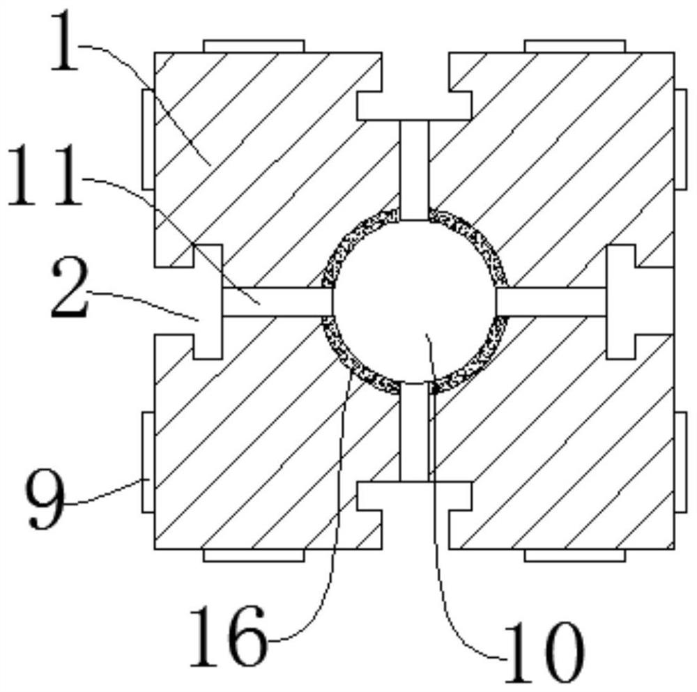 Aluminum-plastic co-extrusion corner connector filling diversion trench opening structure