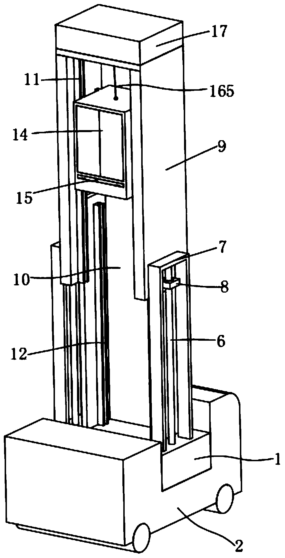 Hoistway height-adjustable double-guide straight elevator