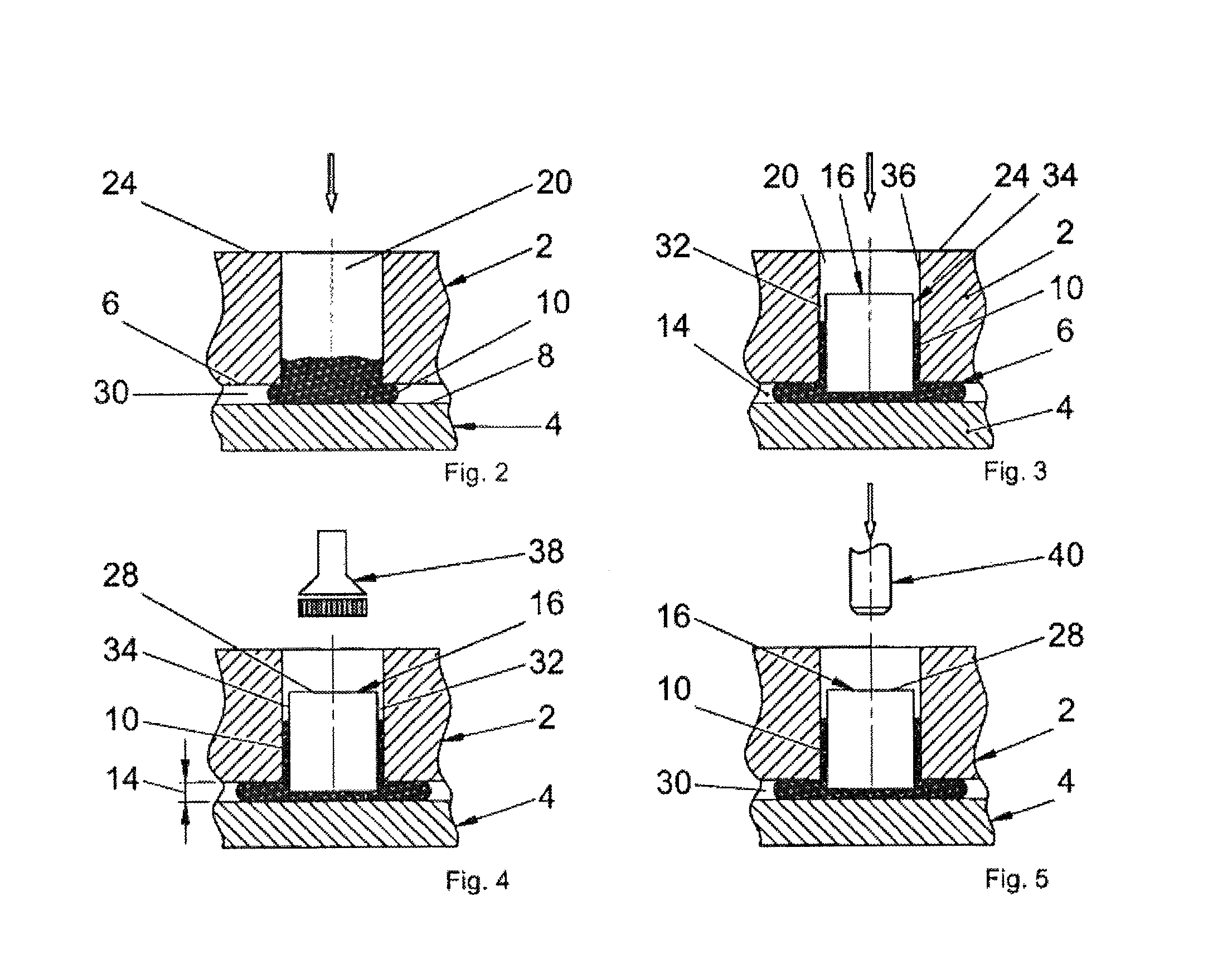 Mounting device and method for mounting a component on a component carrier using an adhesive