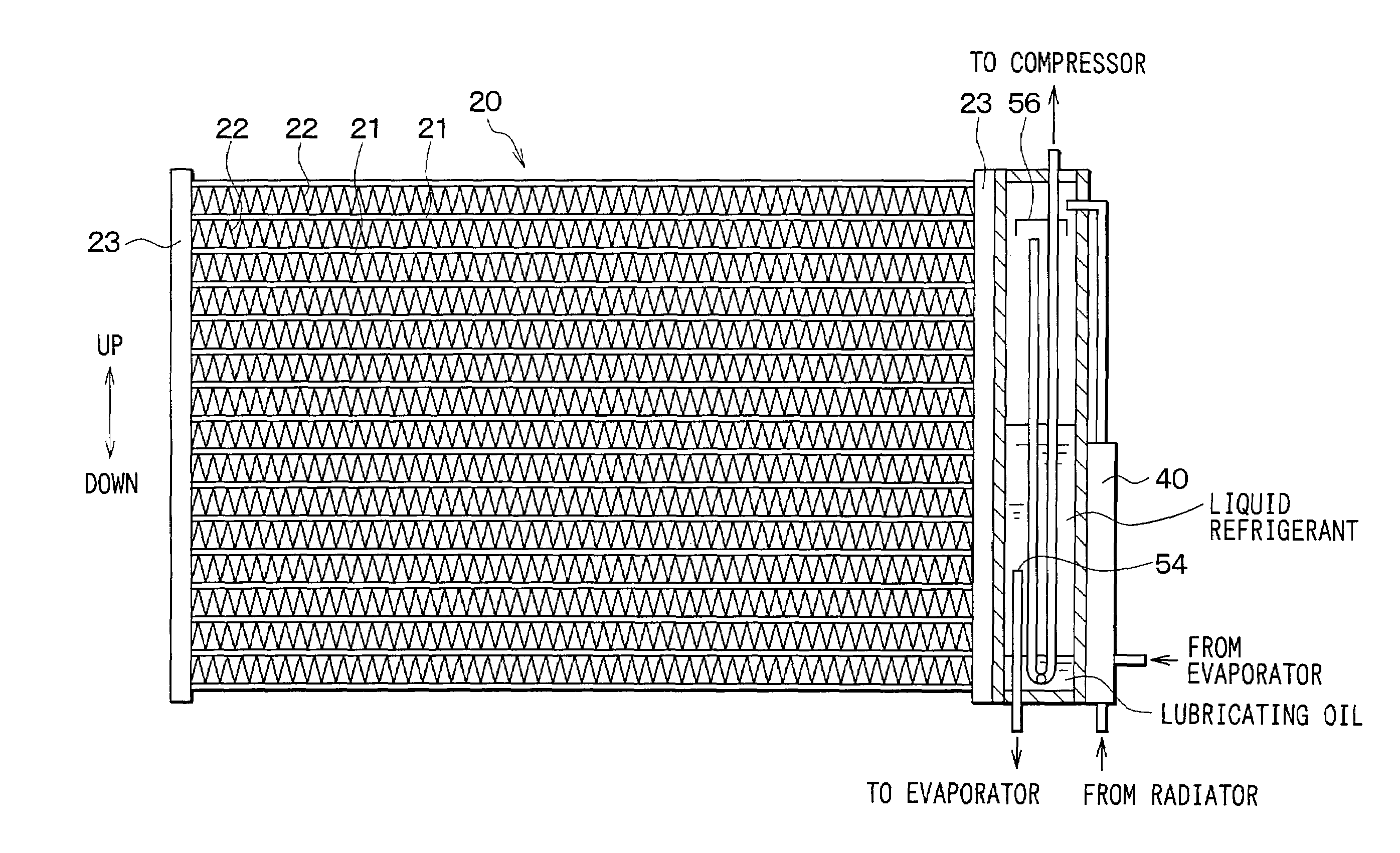 Gas-liquid separator and ejector refrigerant cycle using the same