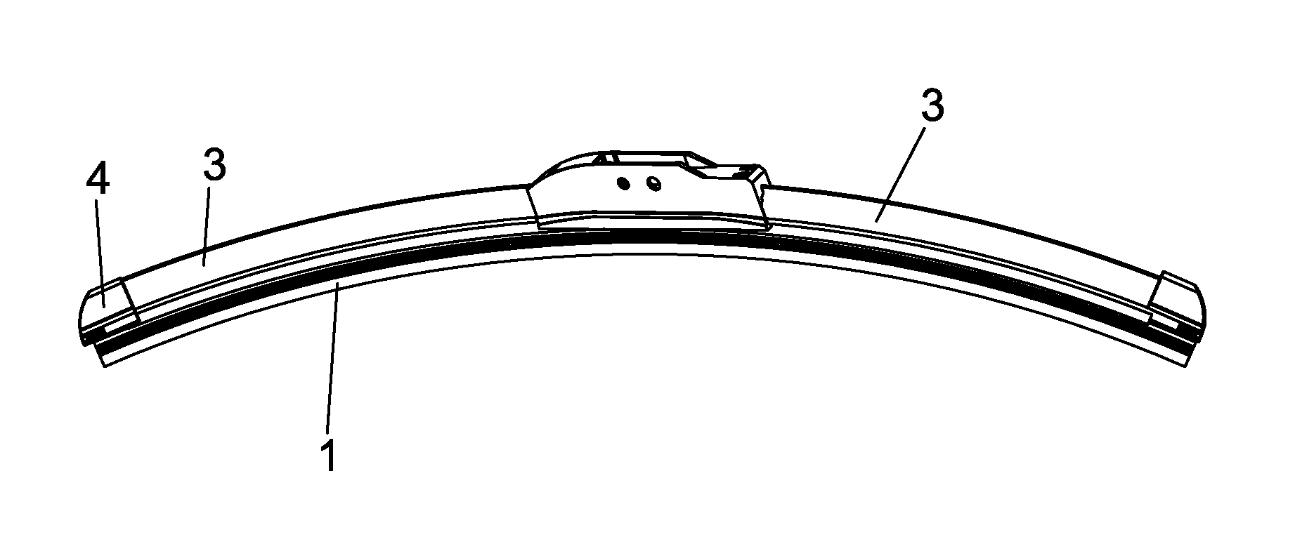Connecting structure of a resilient support member and a strip of wiper rubber of a windshield wiper