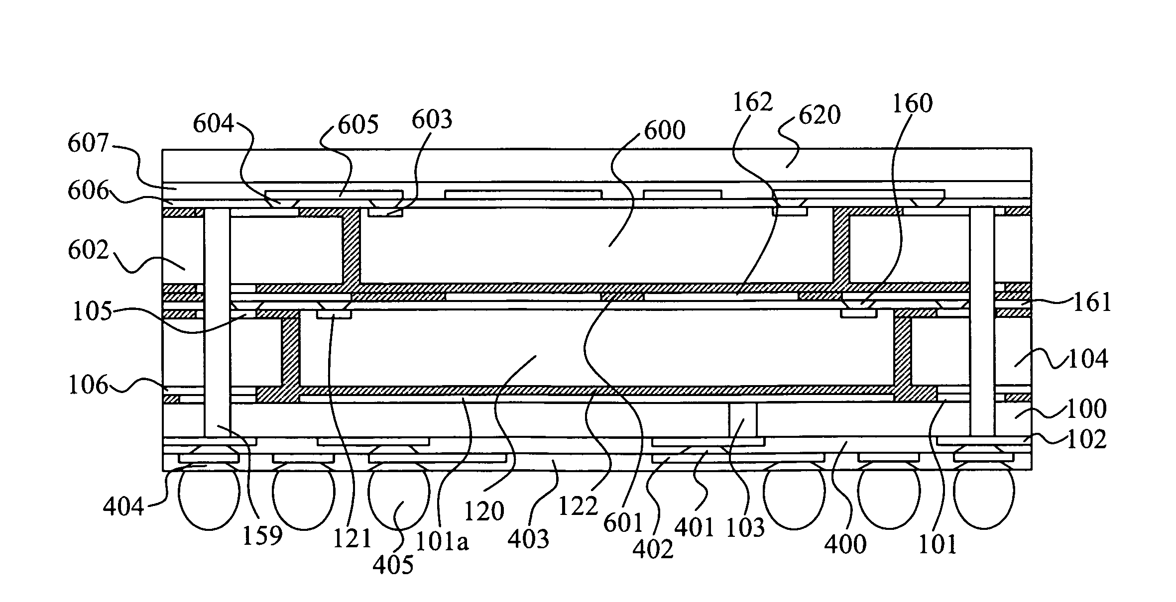 Substrate structure with die embedded inside and dual build-up layers over both side surfaces and method of the same