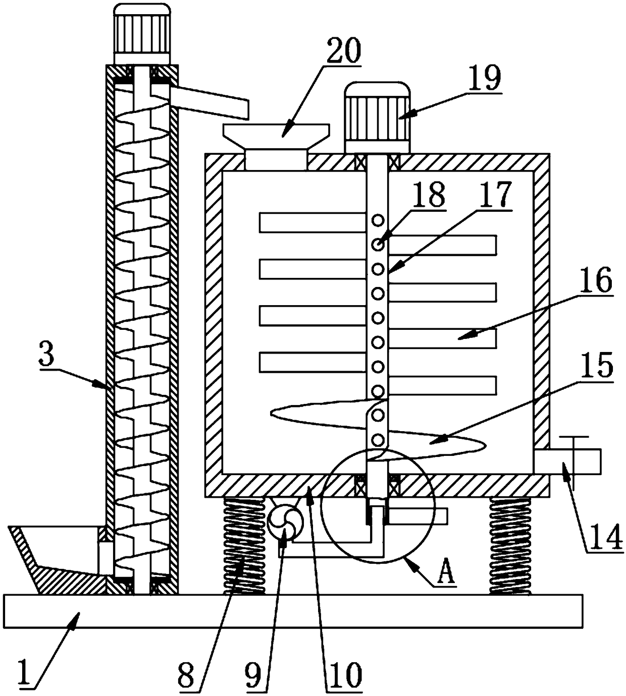 Feed mixing device with drying function