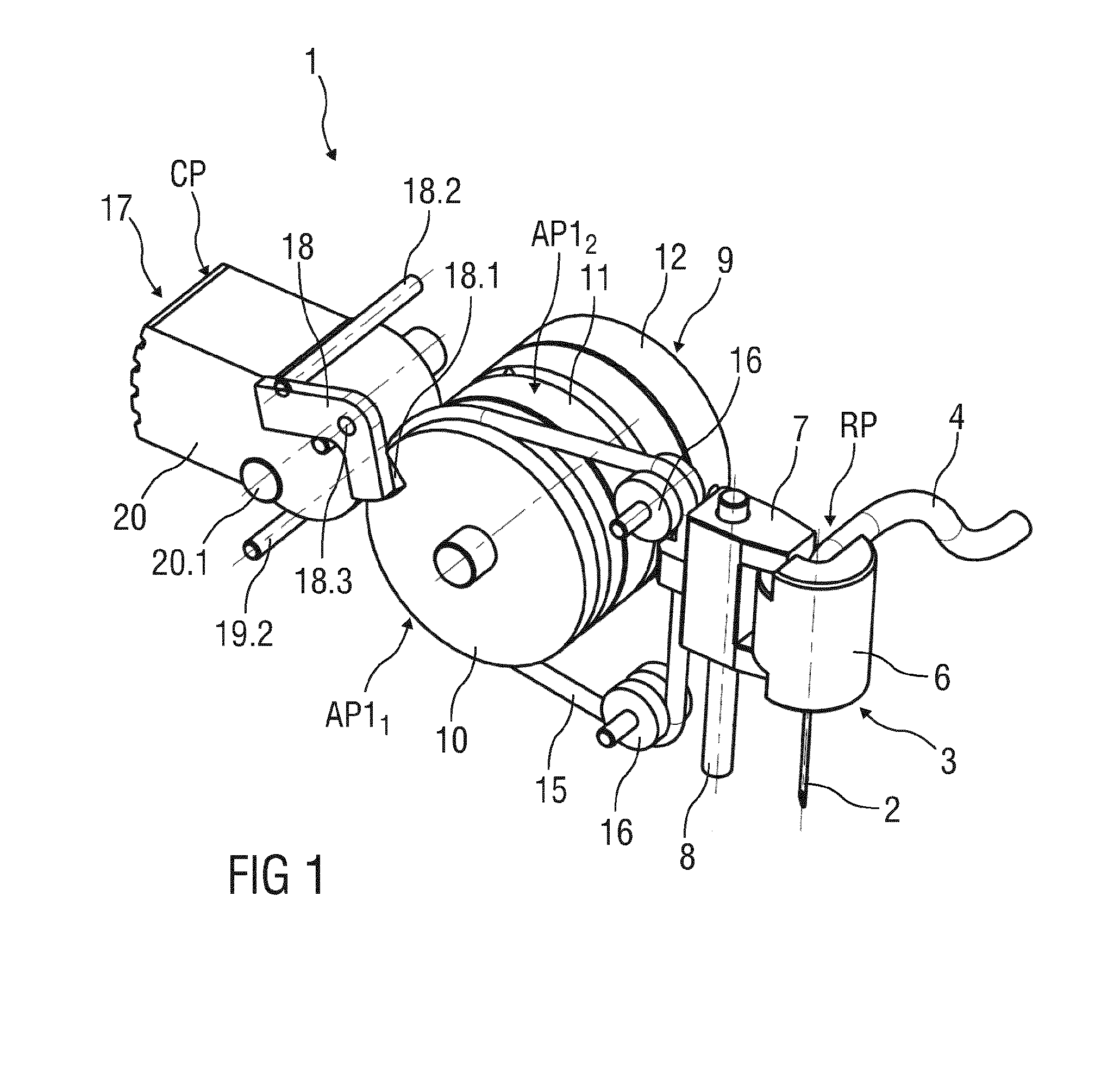 Needle insertion and retraction arrangment with manually triggered, spring-loaded drive mechanism