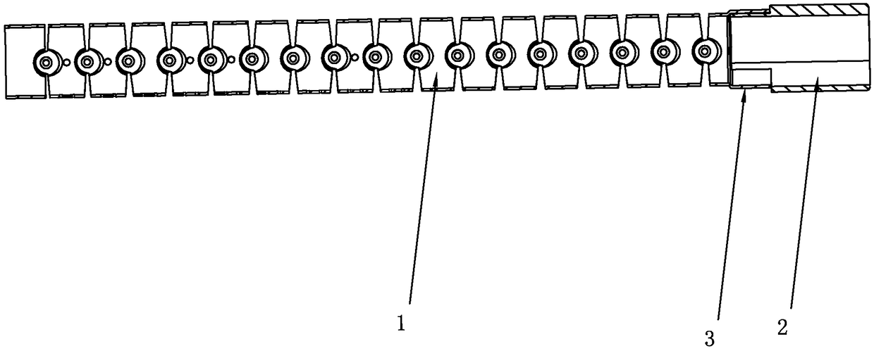 Connecting process and connecting structure of endoscope tip head and snake bone