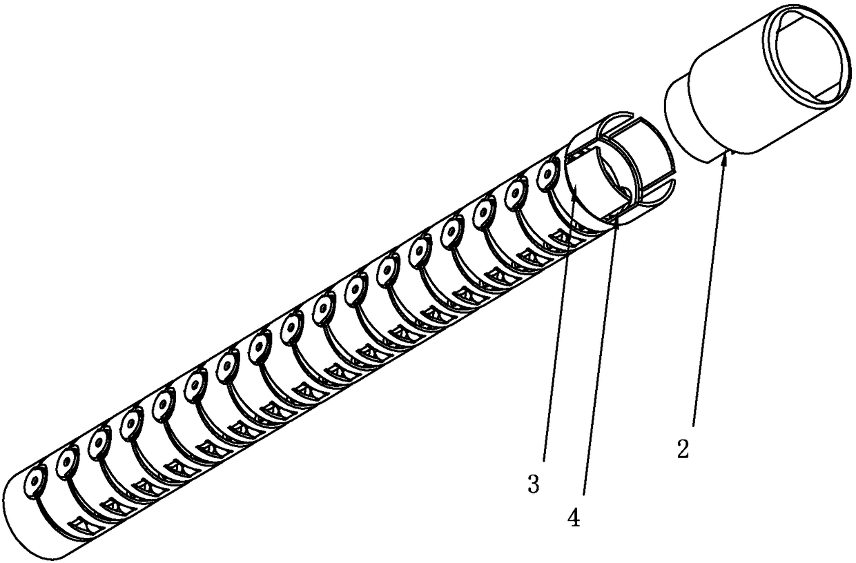 Connecting process and connecting structure of endoscope tip head and snake bone