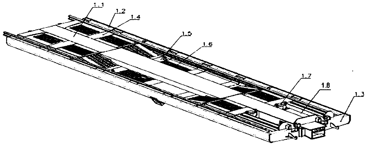 Long steel rail transport loading and unloading vehicle and transportation vehicle set composed thereof