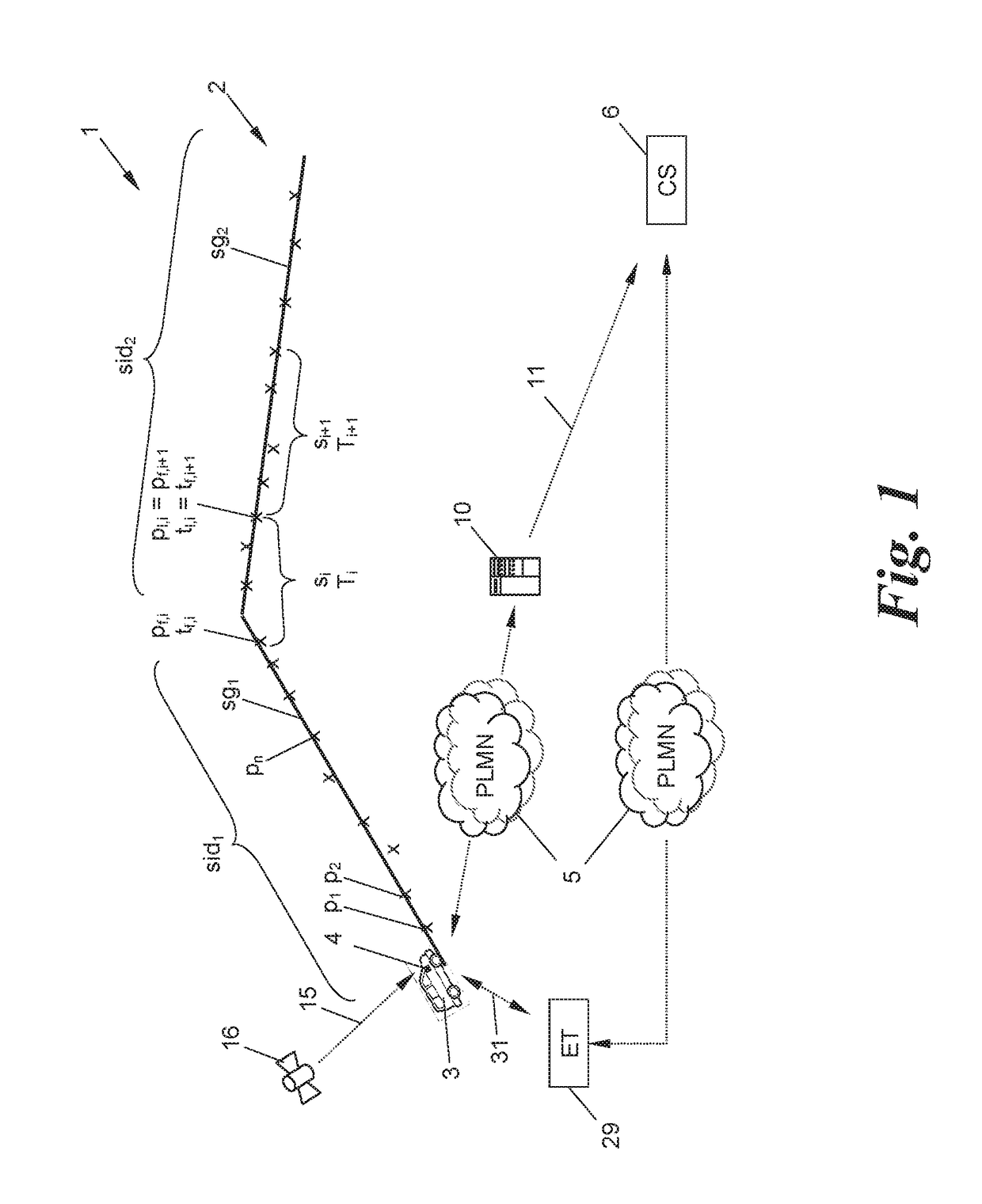 Method and apparatus for trusted recording in a road toll system