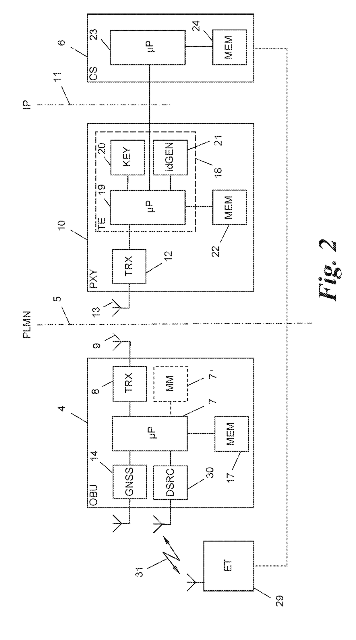 Method and apparatus for trusted recording in a road toll system