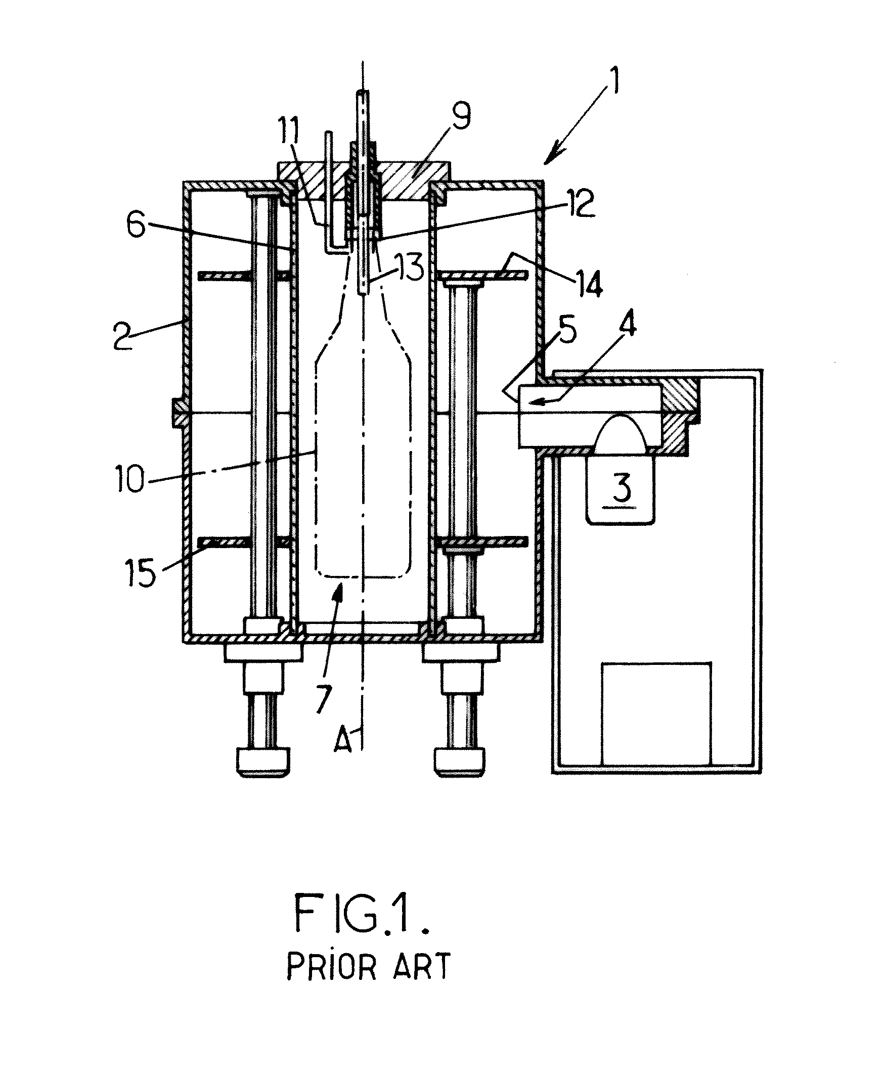 Device for depositing a coating on an internal surface of a container