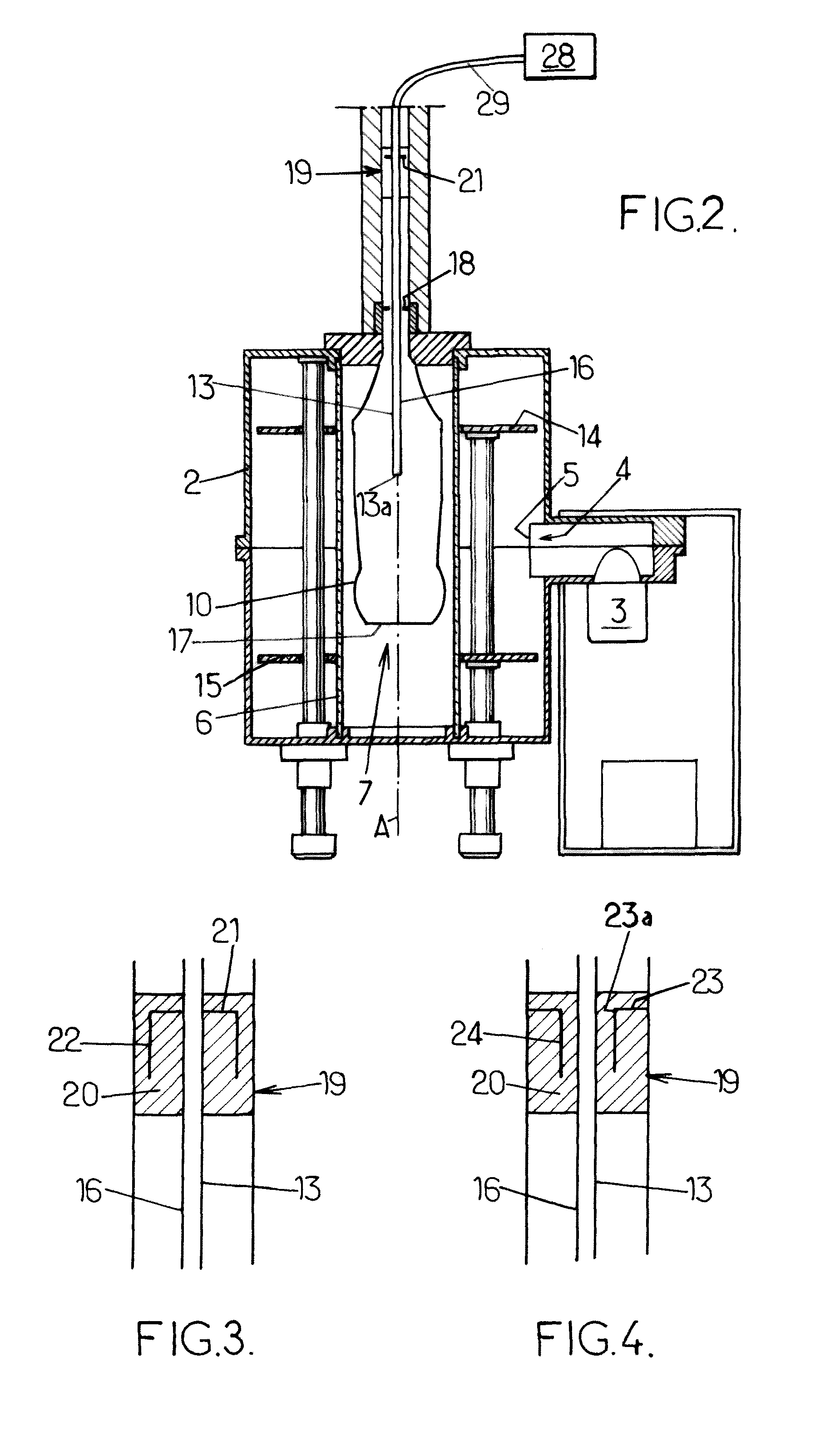 Device for depositing a coating on an internal surface of a container
