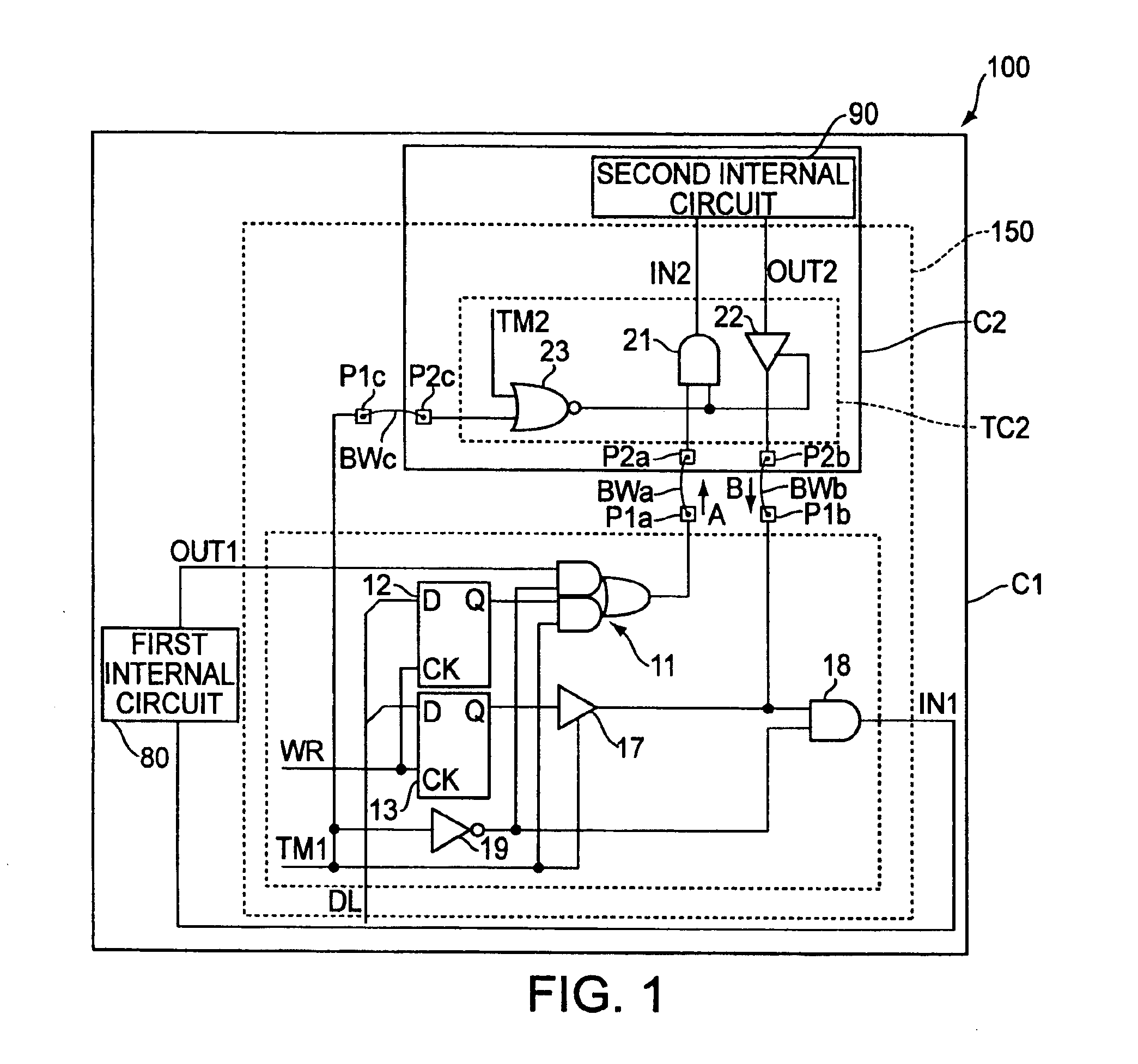 Test circuit and multi-chip package type semiconductor device having the test circuit