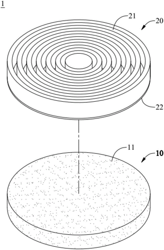Grinding disc with internal flow supply structure