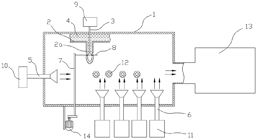 A spheroidizing device for hollow microspheres