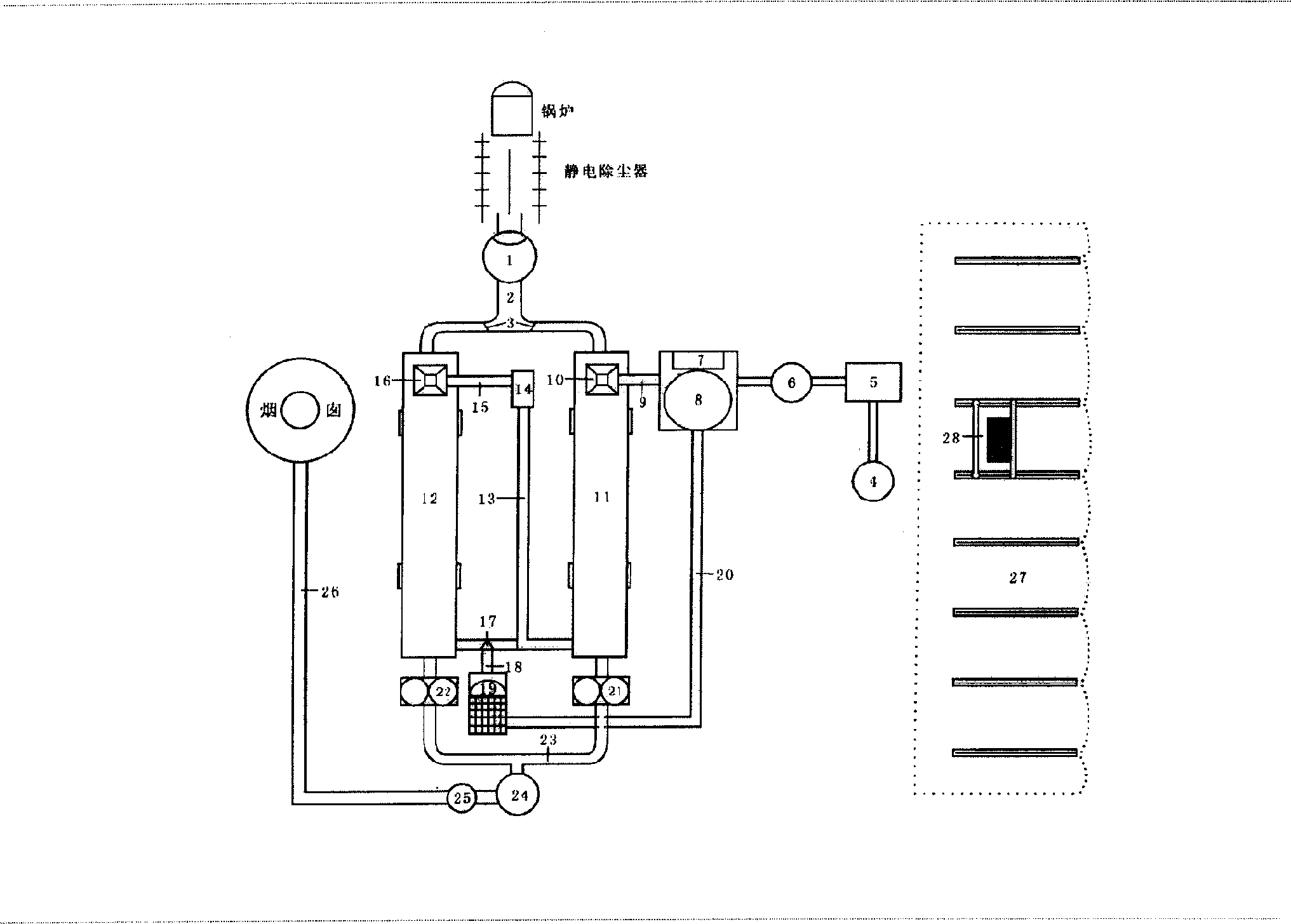 Anhydration system for sludge by using remaining heat of flue gas from steam power plant
