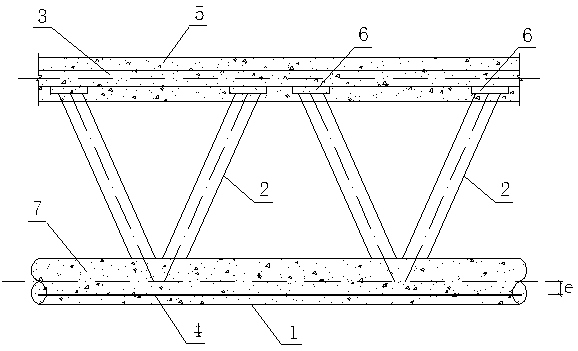 Prestressed steel tube concrete combination trussed beam and construction method thereof