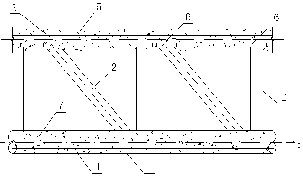 Prestressed steel tube concrete combination trussed beam and construction method thereof