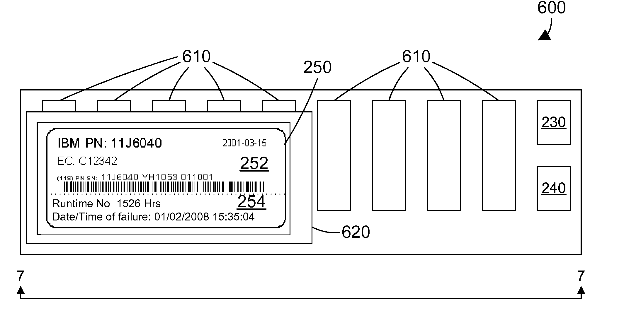 Label for an electronic product that provides failure information when the product fails